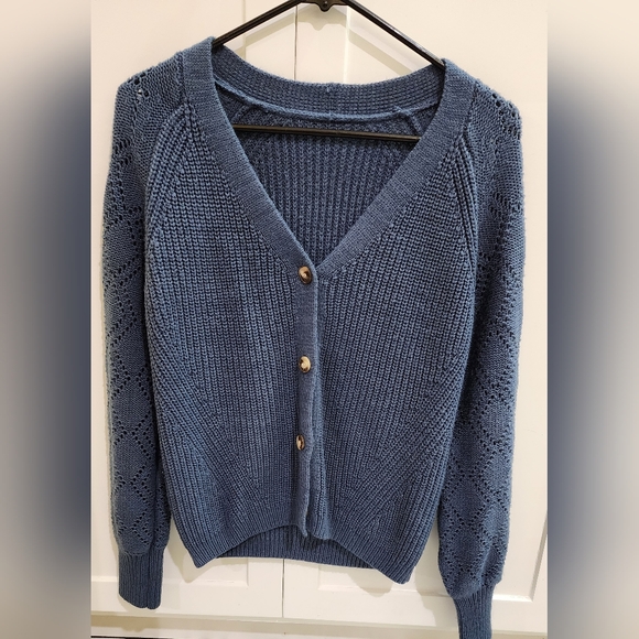 Womens Blue Cardigan sweater - Picture 1 of 3